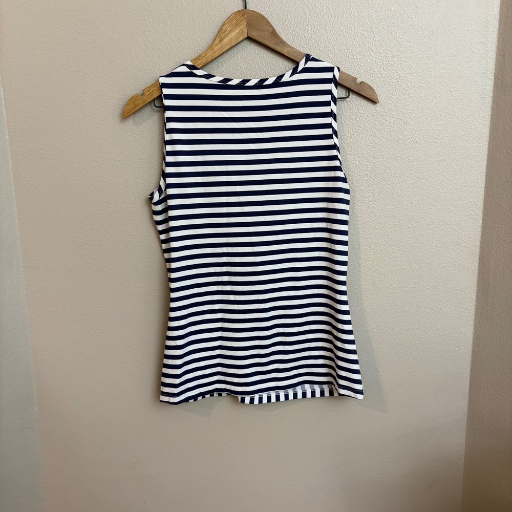 J.McLaughlin Sleeveless Top Small Navy White Striped Catalina Cloth Nautical - Picture 5 of 7